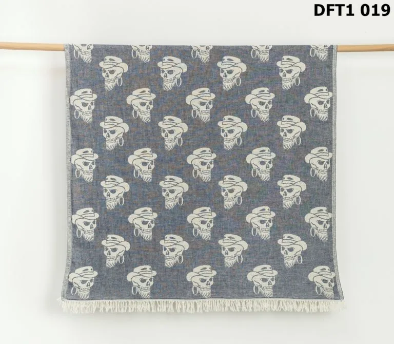 Skull Double-Face Towel, Black