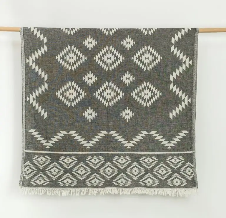 Kilim Double-Face Towel, Black