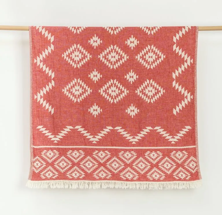 Kilim Double-Face Towel, Red