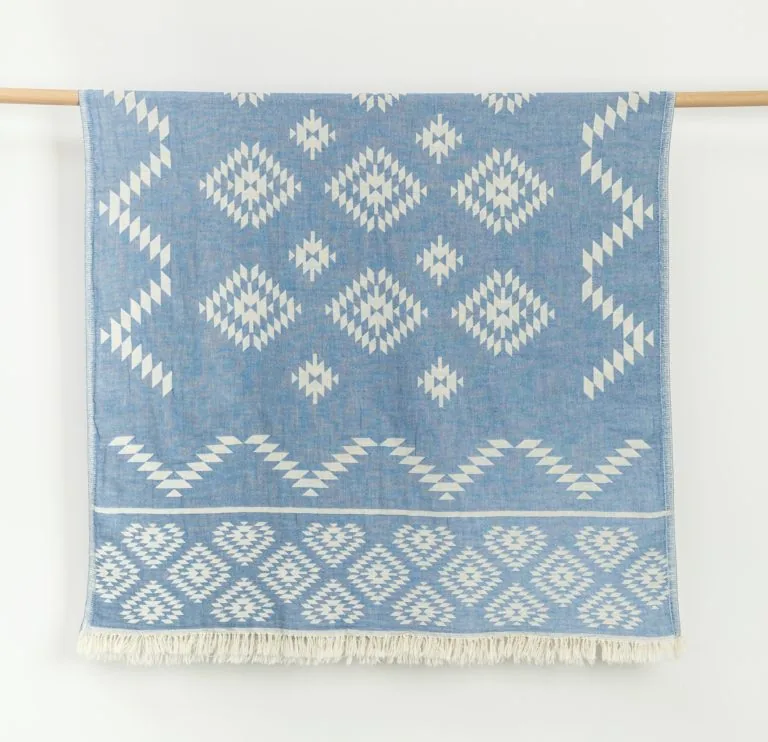Kilim Double-Face Towel, Blue